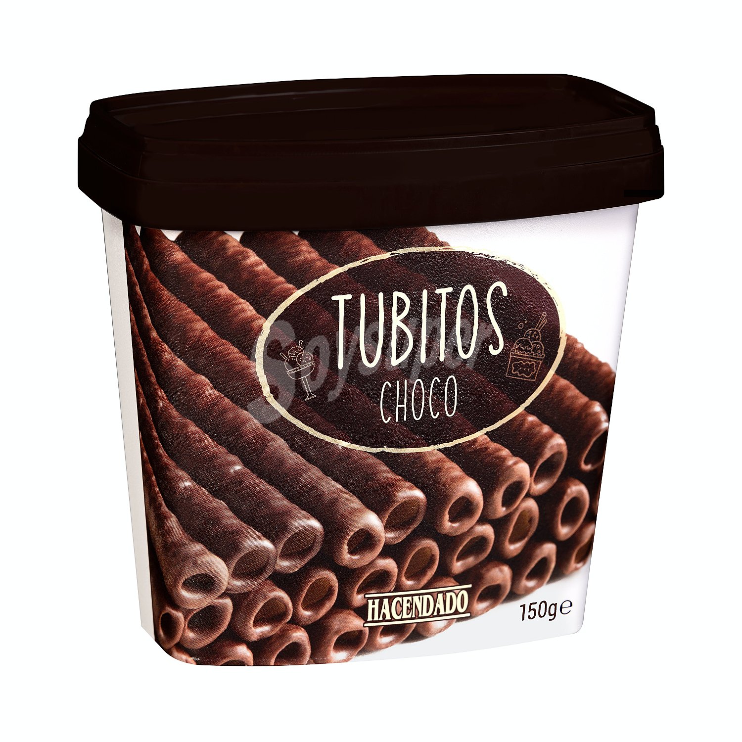 Barquillo tubitos bañados chocolate negro para helado y postre