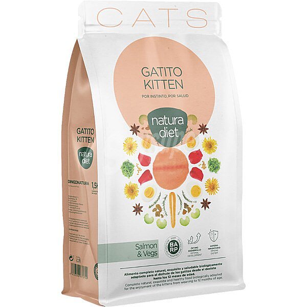 Pienso para gatos cachorros con salmón y vegetales bolsa 1,5 kg