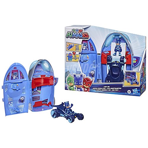 Escenario de juego Mini Cuartel General 2 en 1 transformable en vehículo espacial, PJ masks