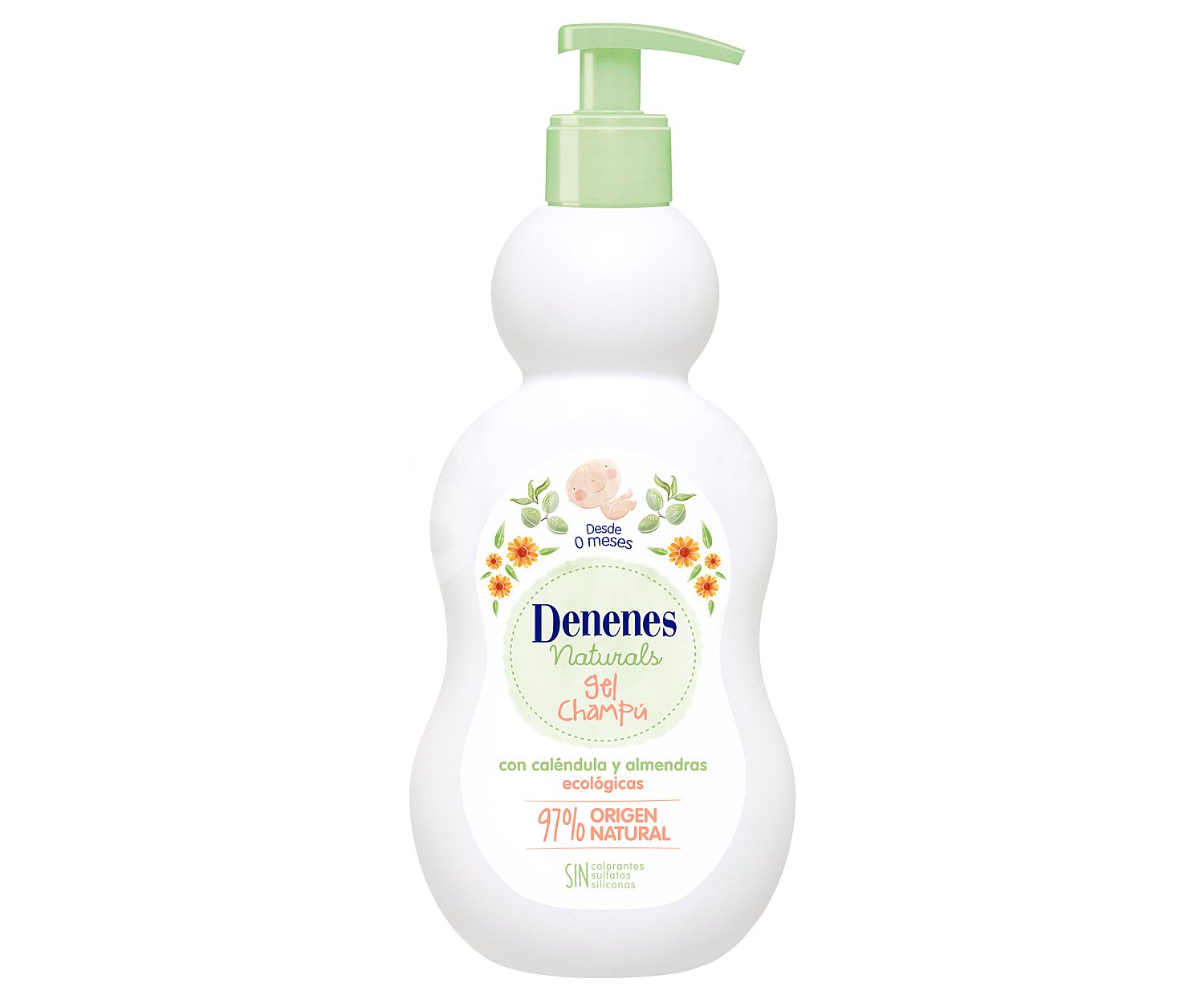 Denenes Gel y champú para bebés, con caléndula y almendras ecológicas, desde los 0 meses denenes Naturals