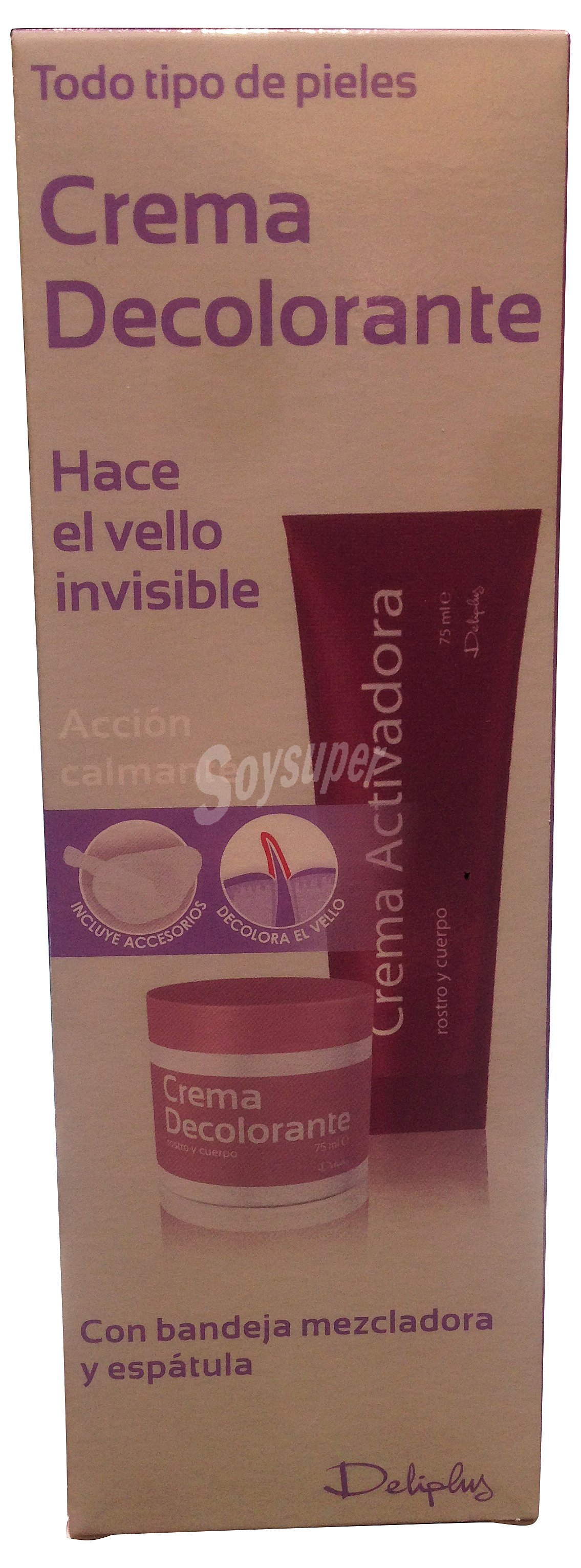 Crema decolorante vello (crema decolorante + crema activadora + bandeja mezcladora + espatula)