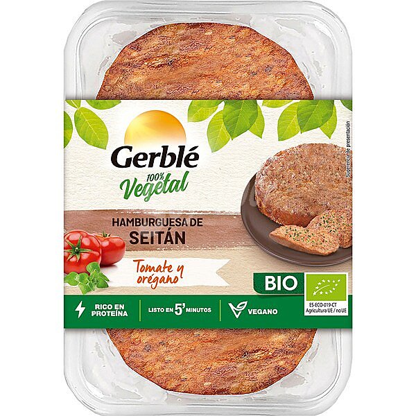 Bio hamburguesa de seitán, tomate y orégano ecológica