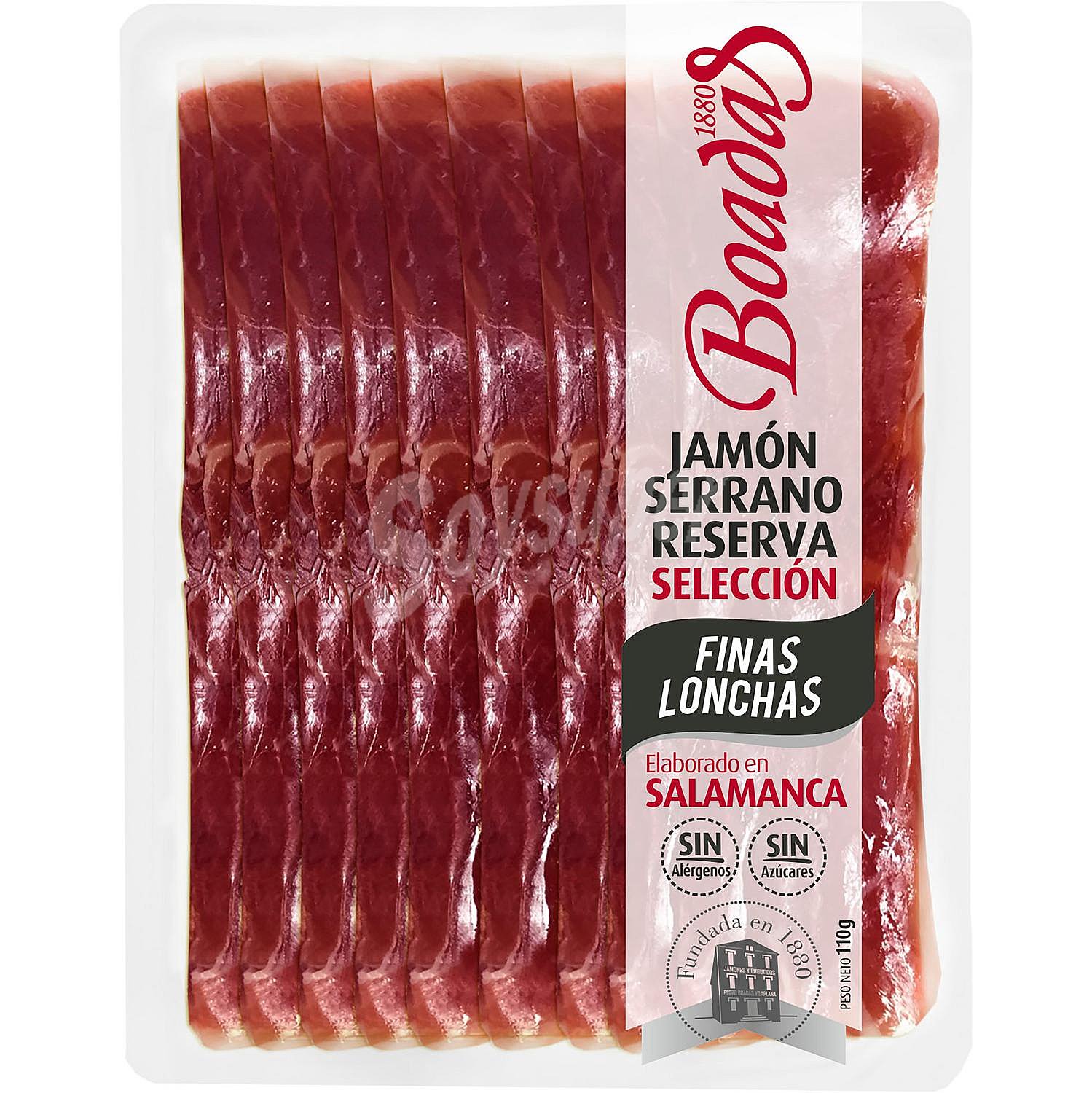 Jamón serrano reserva Salamanca finas lonchas Boadas 1880