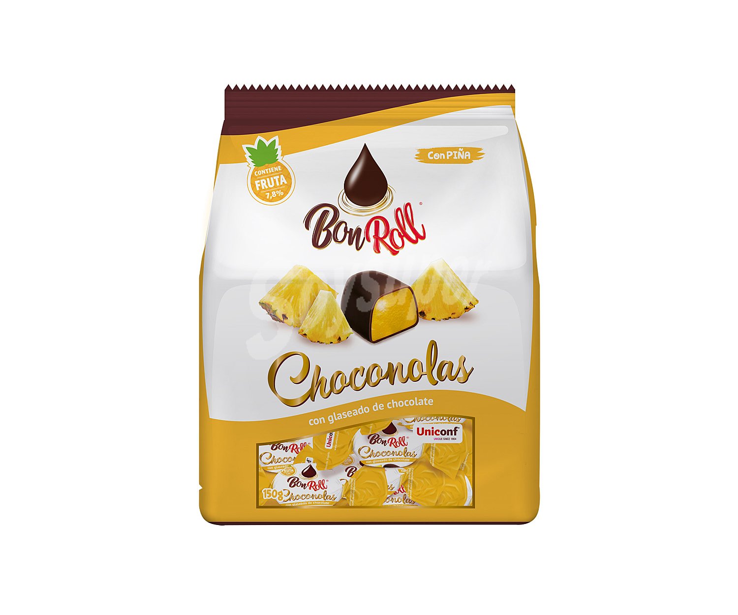 Caramelos glaseados con chocolate con piña