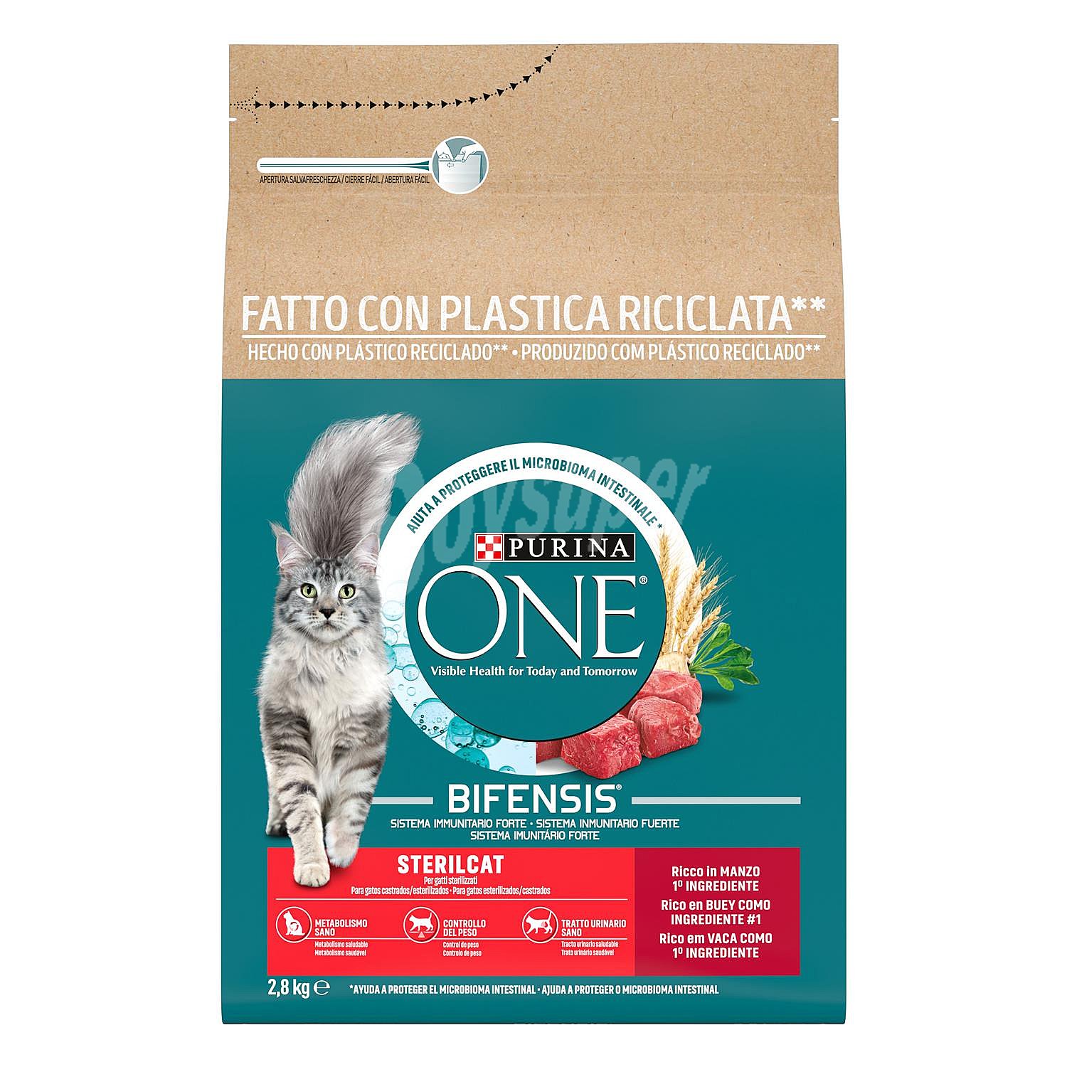 Purina ONE Pienso para gatos esterilizado a base de buey purina ONE