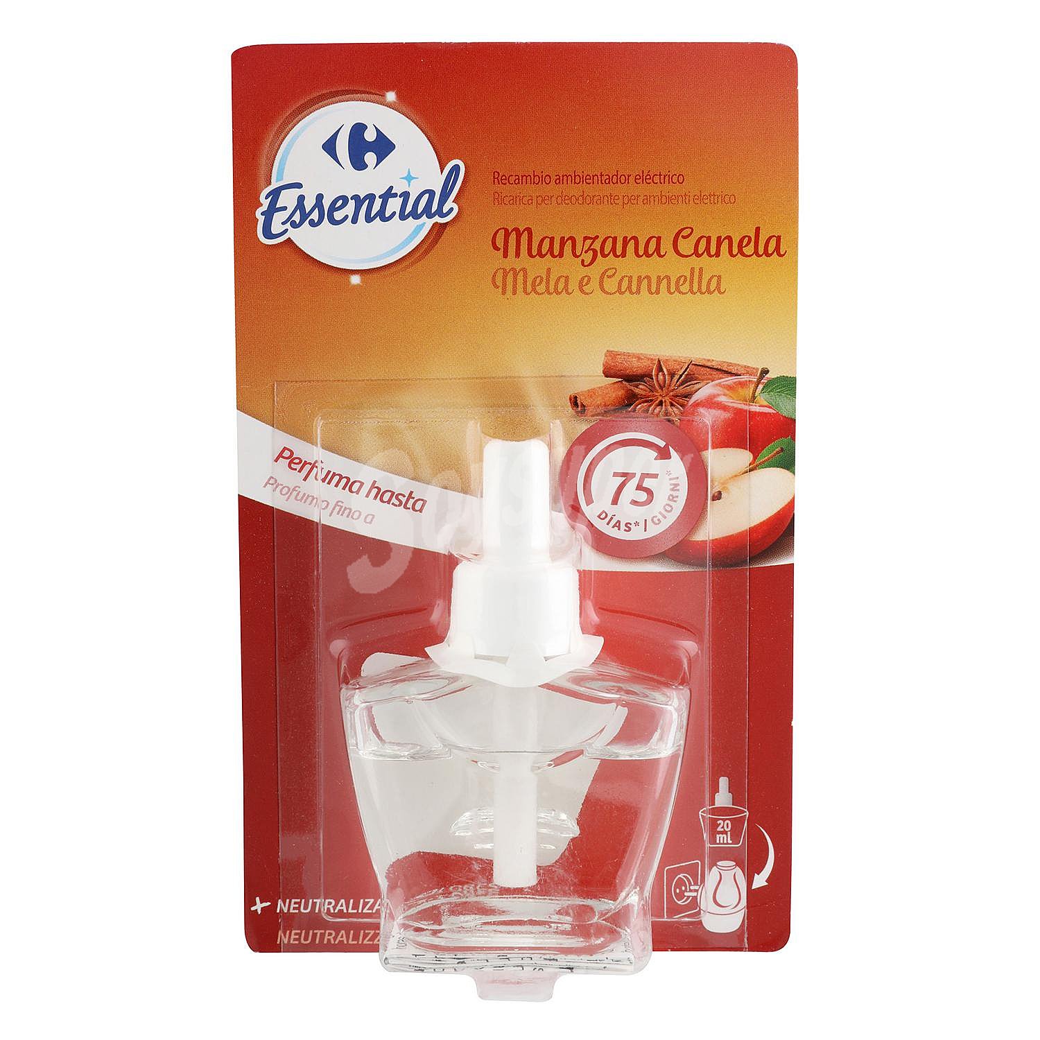 Ambientador eléctrico manzana y canela recambio Essential Carrefour