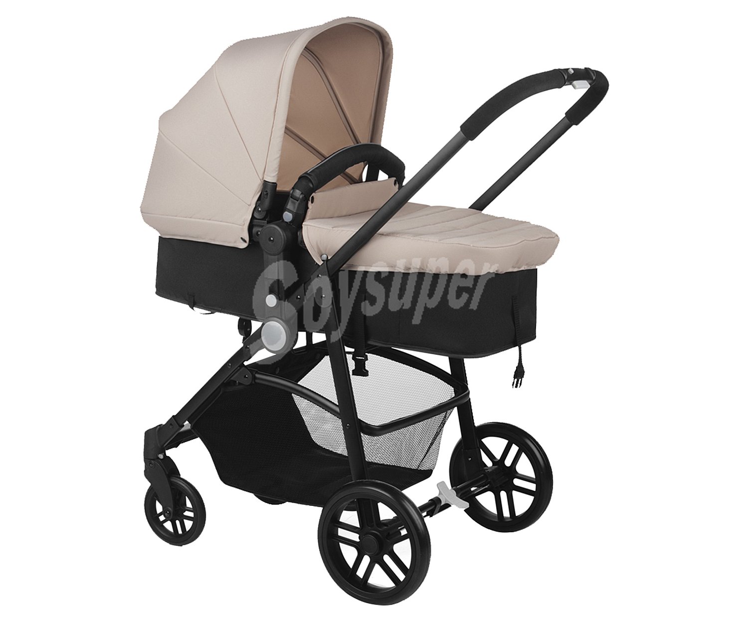 Coche de paseo trío, capazo homologado, color beige y negro, nurse roller