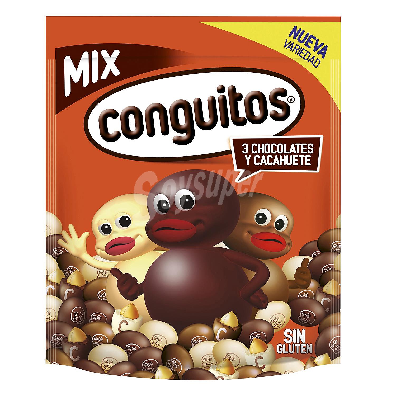 Cacahuete cubierto de tres chocolates sin gluten