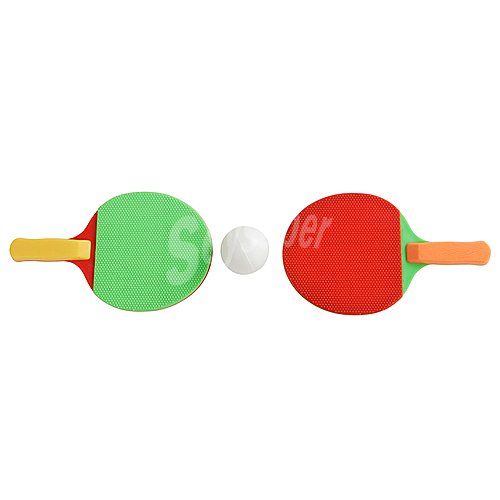 Set de 2 raquetas de ping pong de 15x19cm. con pelota incluida, deportes.