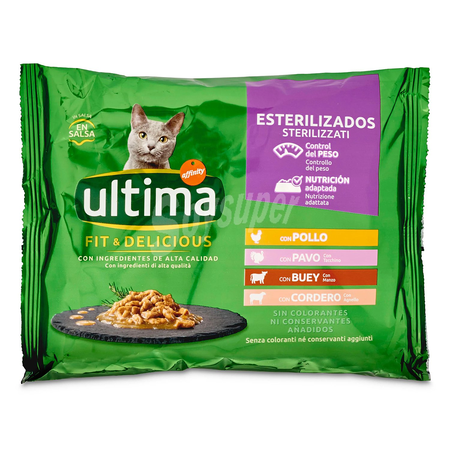 Alimento para gatos esterilizados con carne multipack