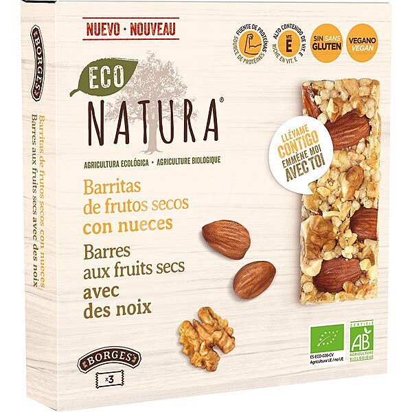 Barritas de frutos secos con nueces eco natura