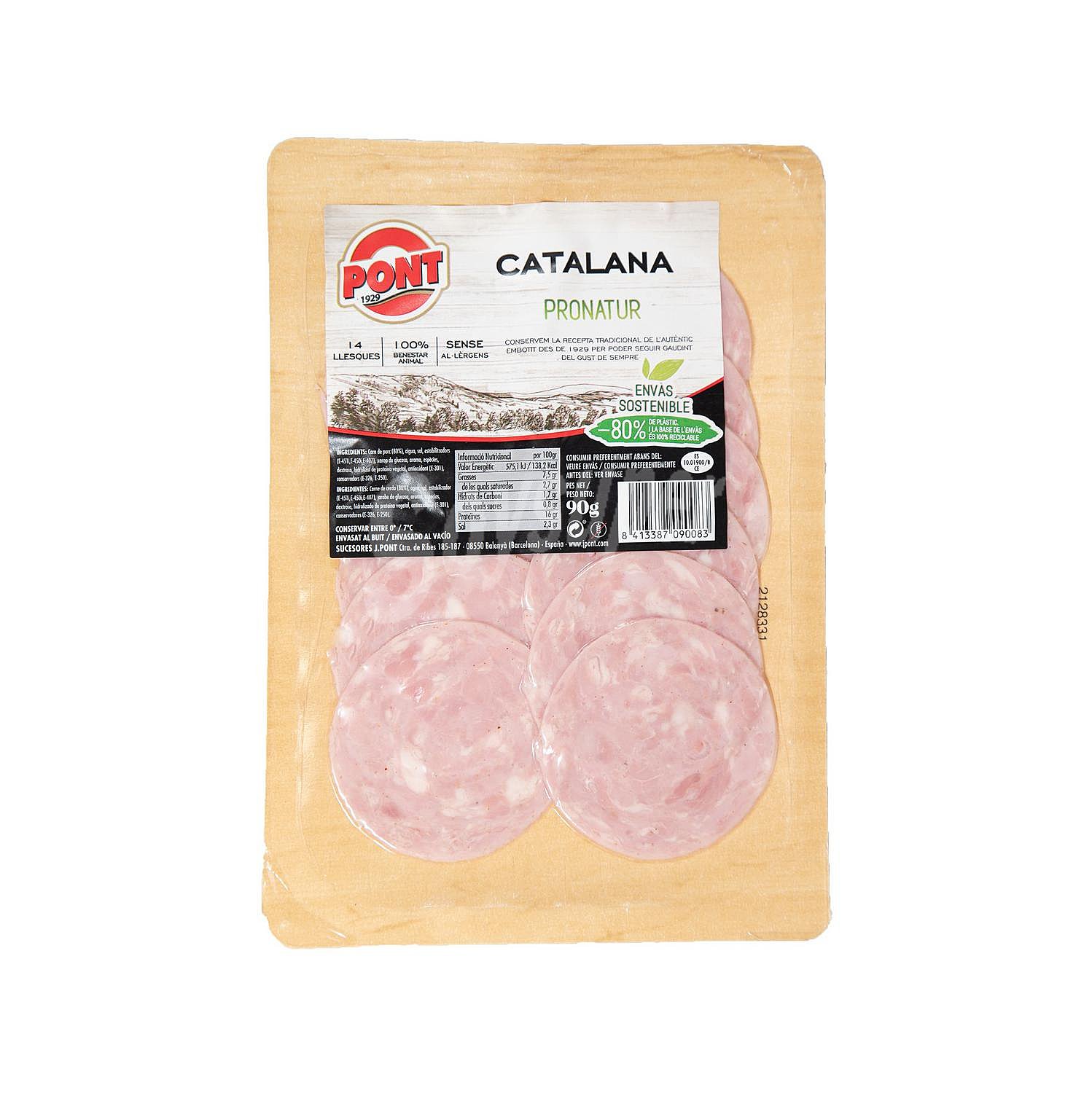 Butifarra catalana cortada en finas en lonchas pro natur