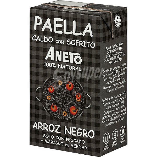 Caldo de arroz negro 100% natural con sofrito