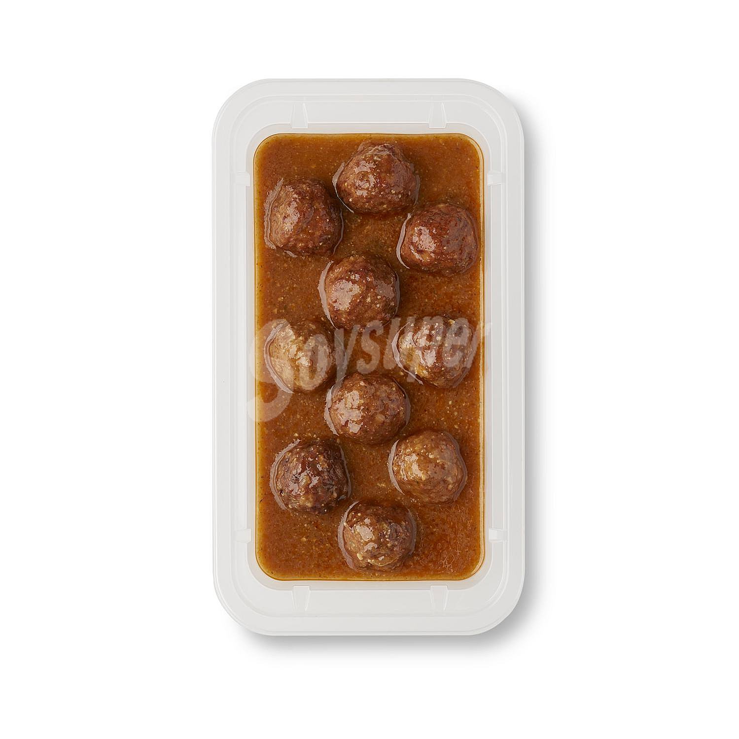 Albondigas con salsa jardinera, listas para calentar y comer