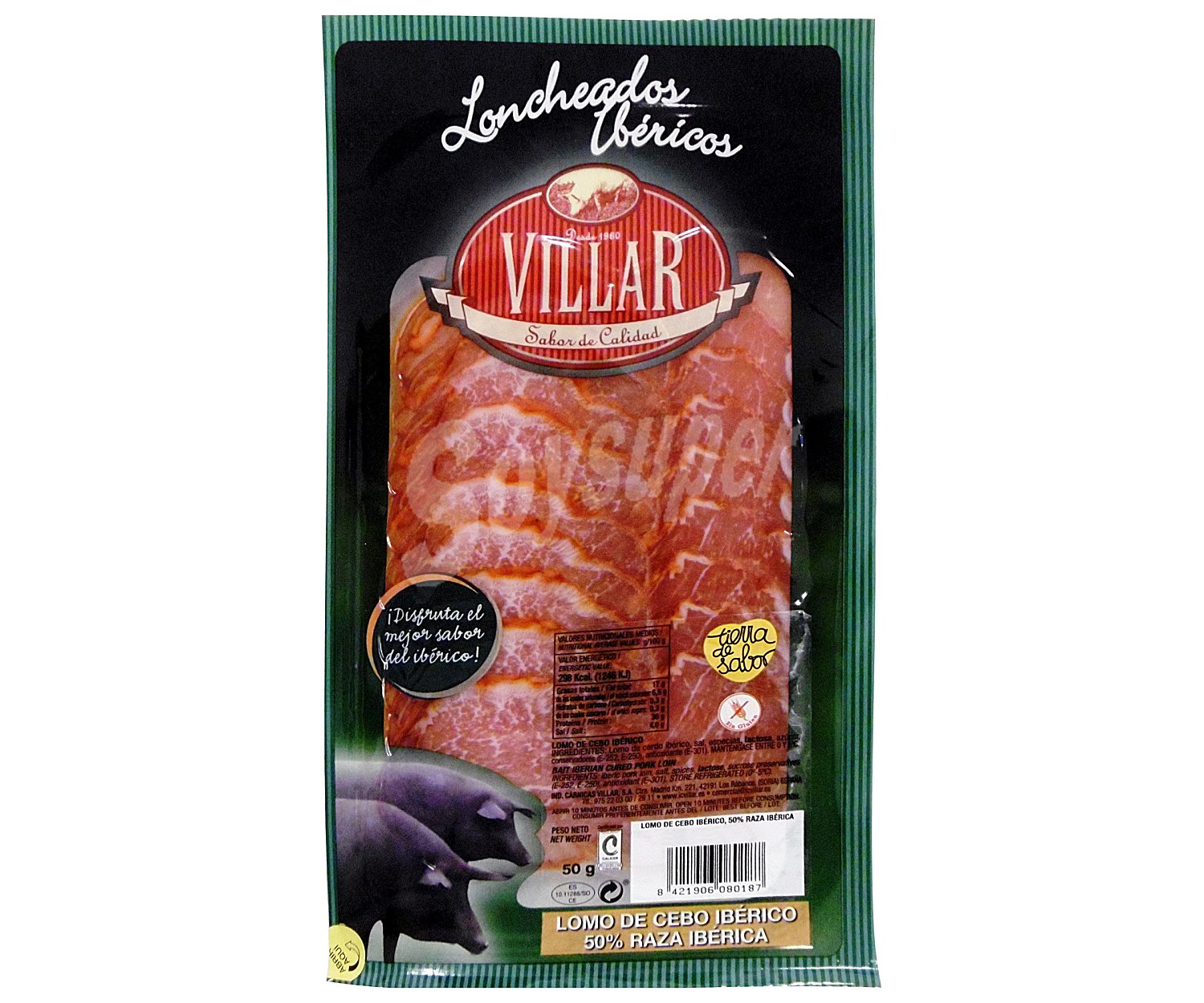 Lomo ibérico de cebo (50% raza ibérica) en lonchas