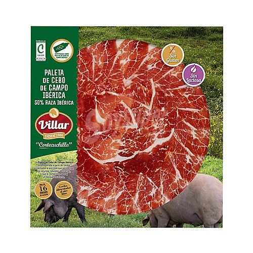 Villar Paleta de cebo de campo ibérica (50% raza ibérica), cortada a cuchillo villar