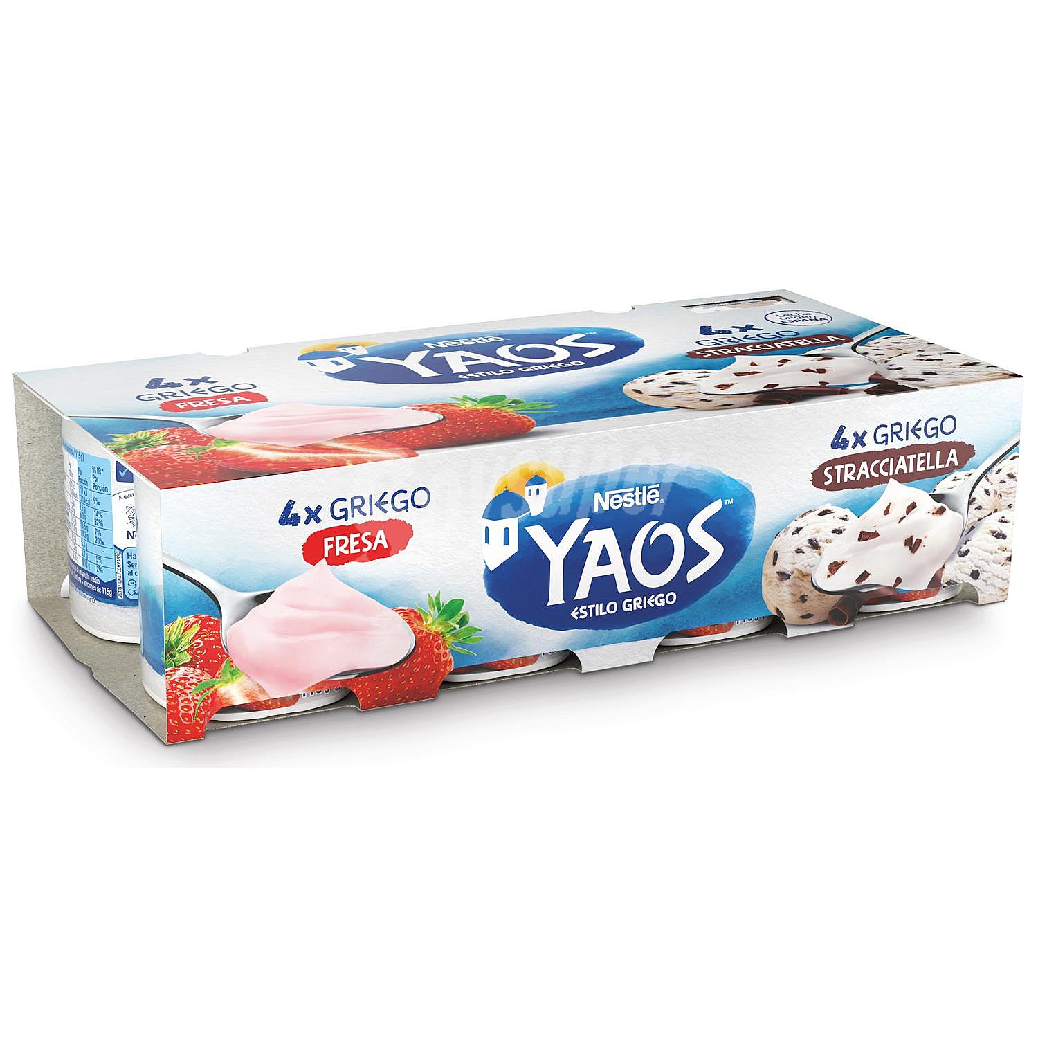 Yogur griego de fresa y de stracciatella