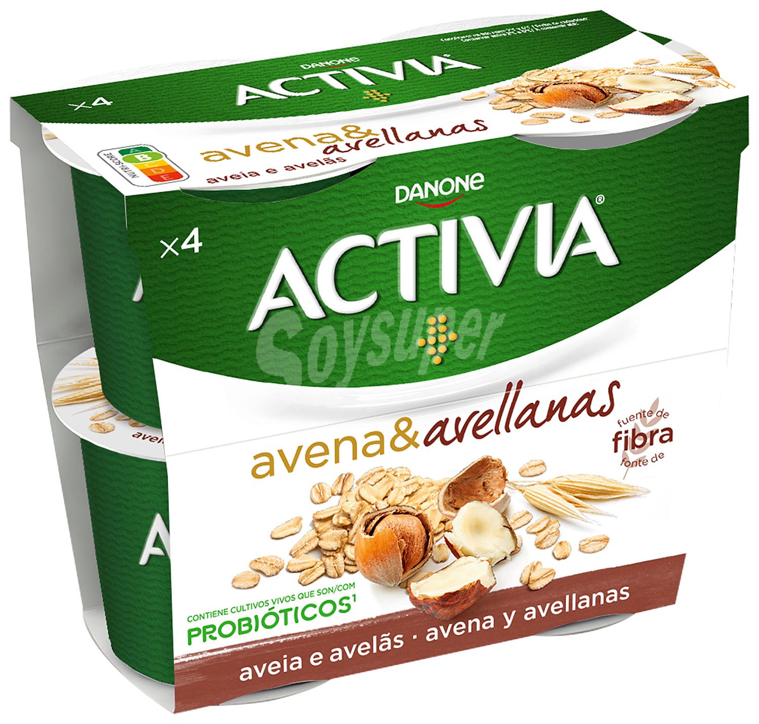 Yogur bífidus de avena y avellana Danone Activia