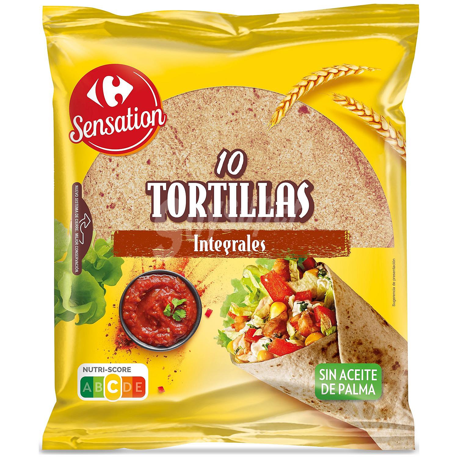 Tortillas de trigo integral Carrefour Sensation sin aceite de palma