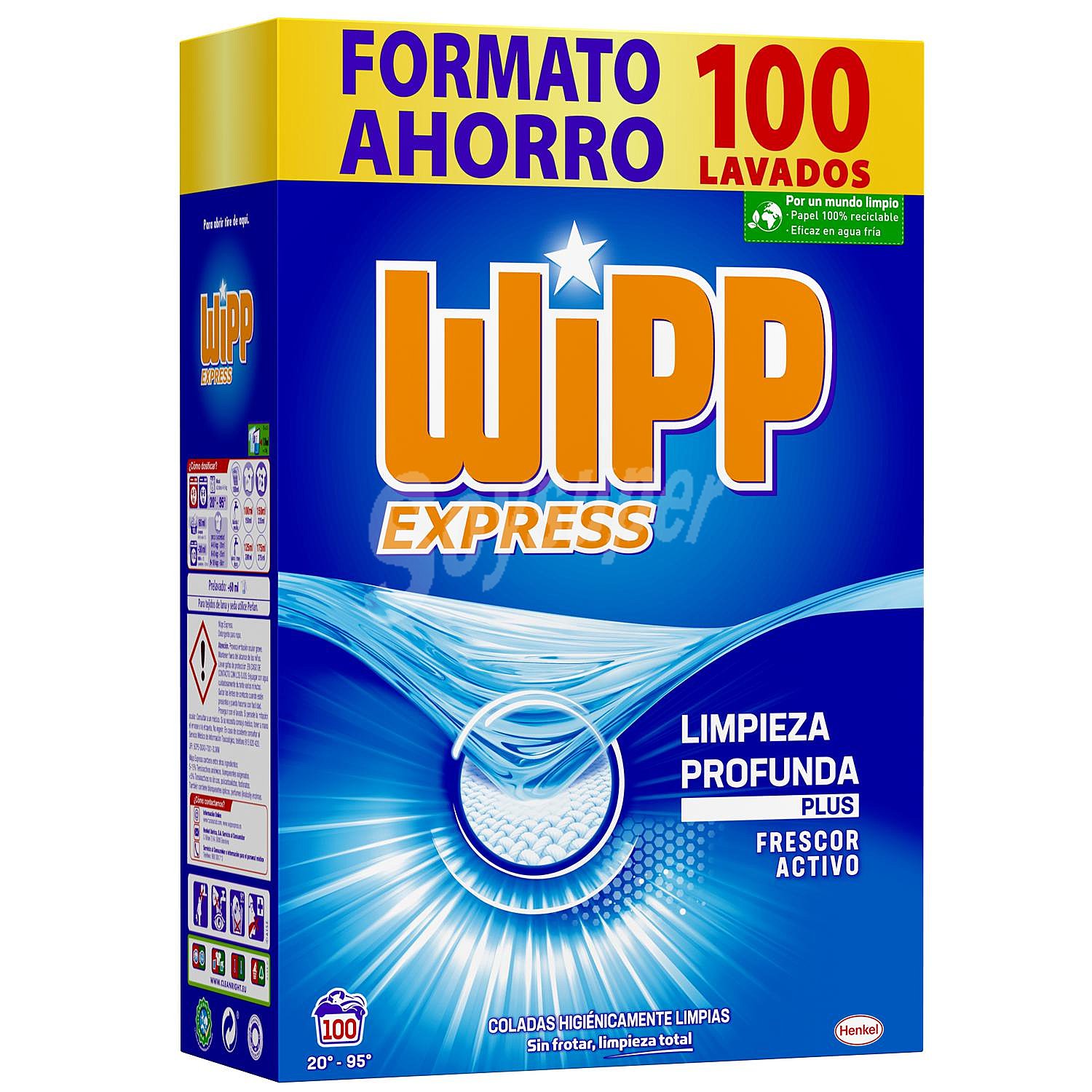 Detergente en polvo limpieza profunda plus frescor activo Wipp Express