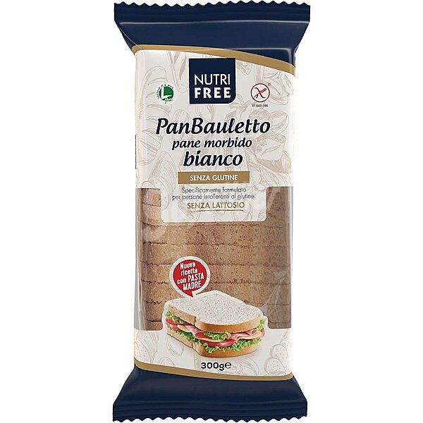 Nutrifree Pan Bauletto pan blanco suave para sandwich sin gluten y sin lactosa