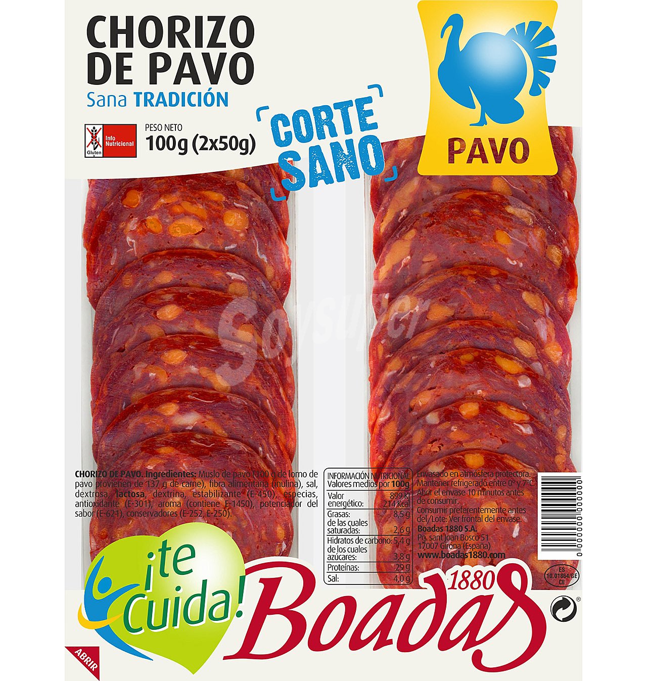 Chorizo boadas pavo 2X50