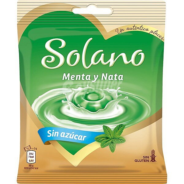 Caramelos sabor menta y nata sin azúcar y sin gluten