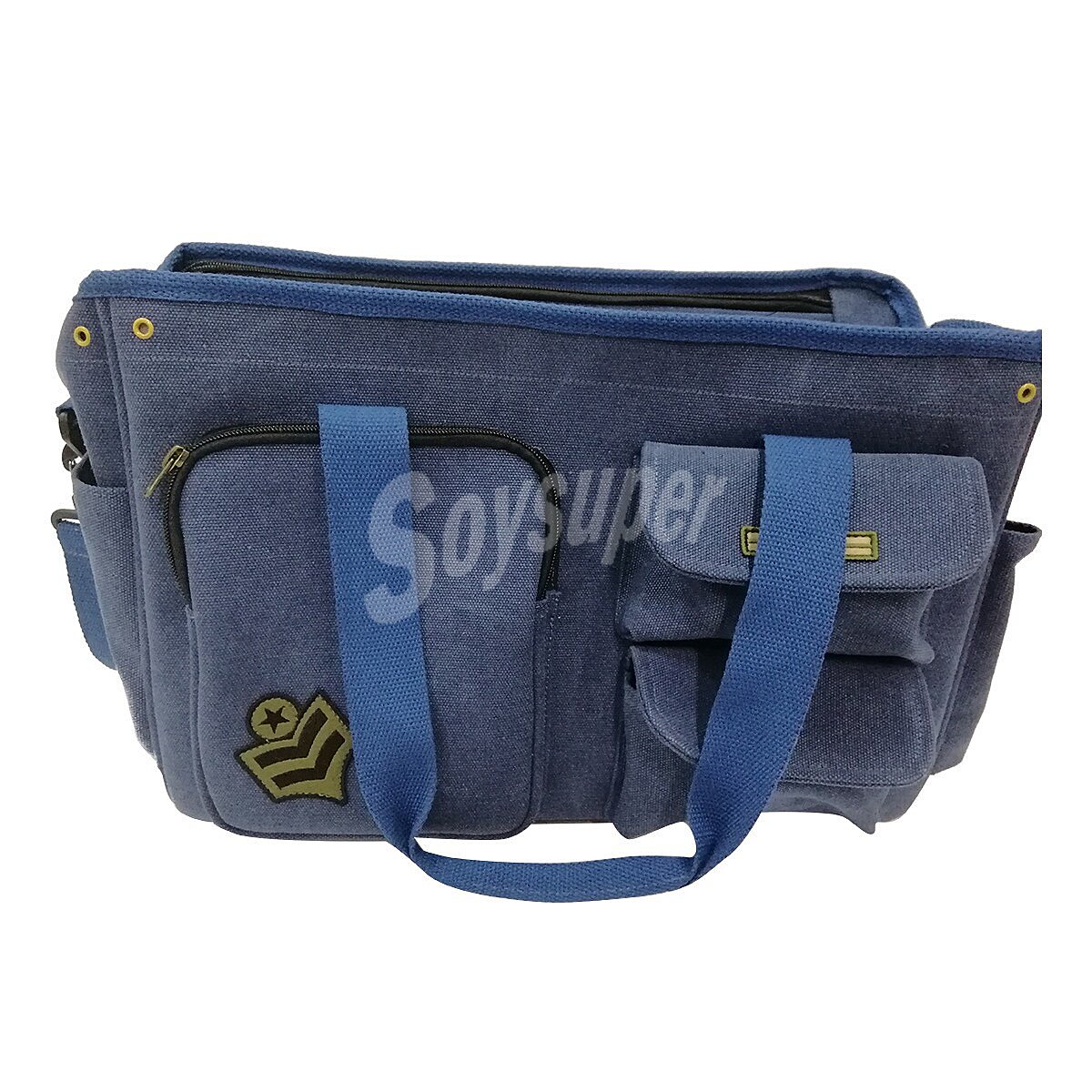 Bolso transportín para perros y gatos jeans azul 41x20x29 cm