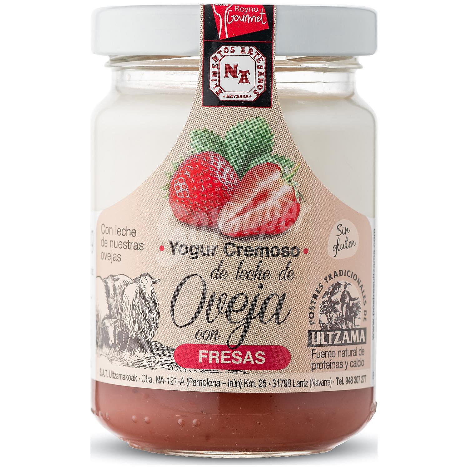 Yogur cremoso de leche de oveja con fresa Ultzama sin gluten