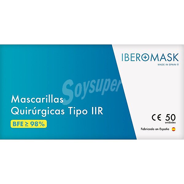 Mascarilla quirúrgica tipo IIR Iberomask BFEBFE>98% caja 50 unidades