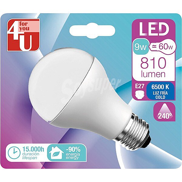 Bombilla LED Standard A60 9W E-27 Fría 810 lumen