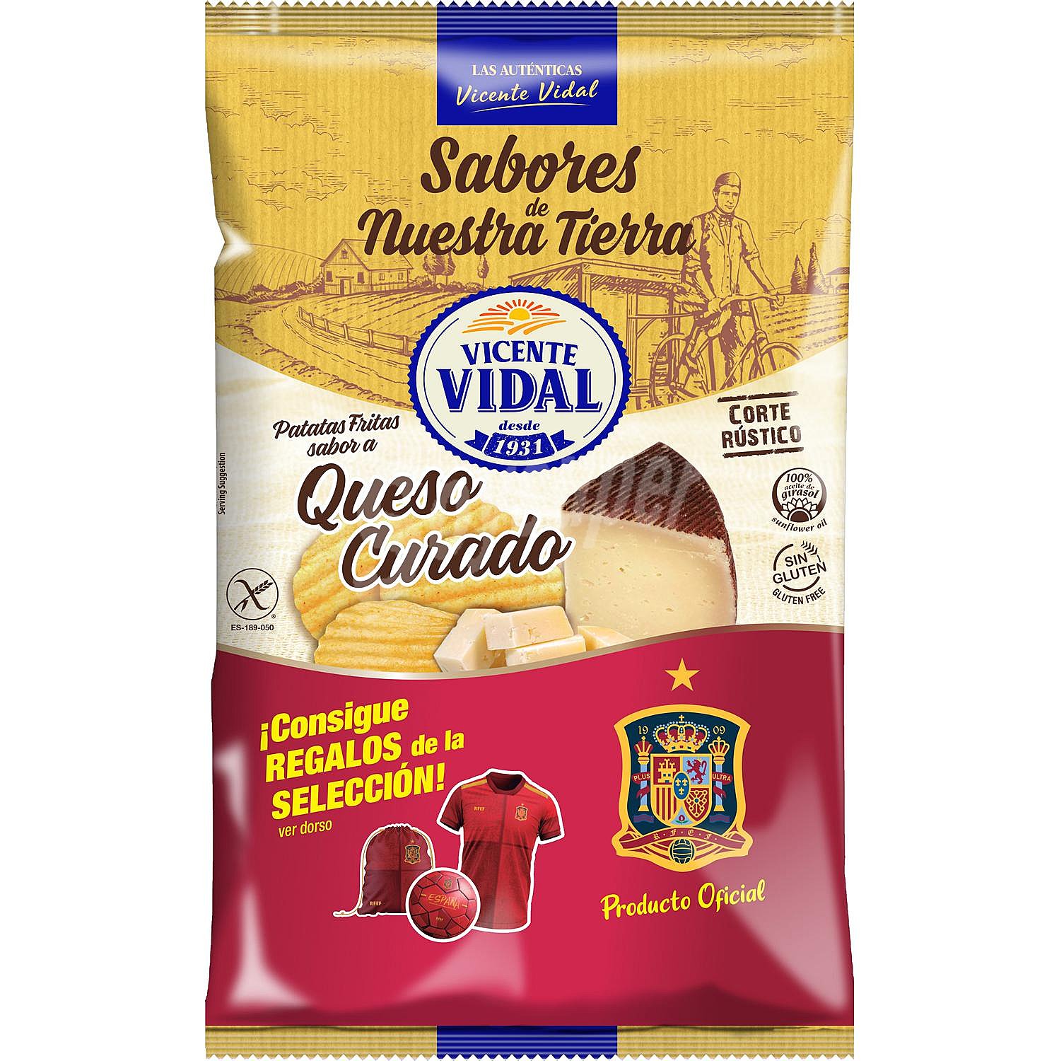 Patatas fritas onduladas sabor queso curado Vidal sin gluten