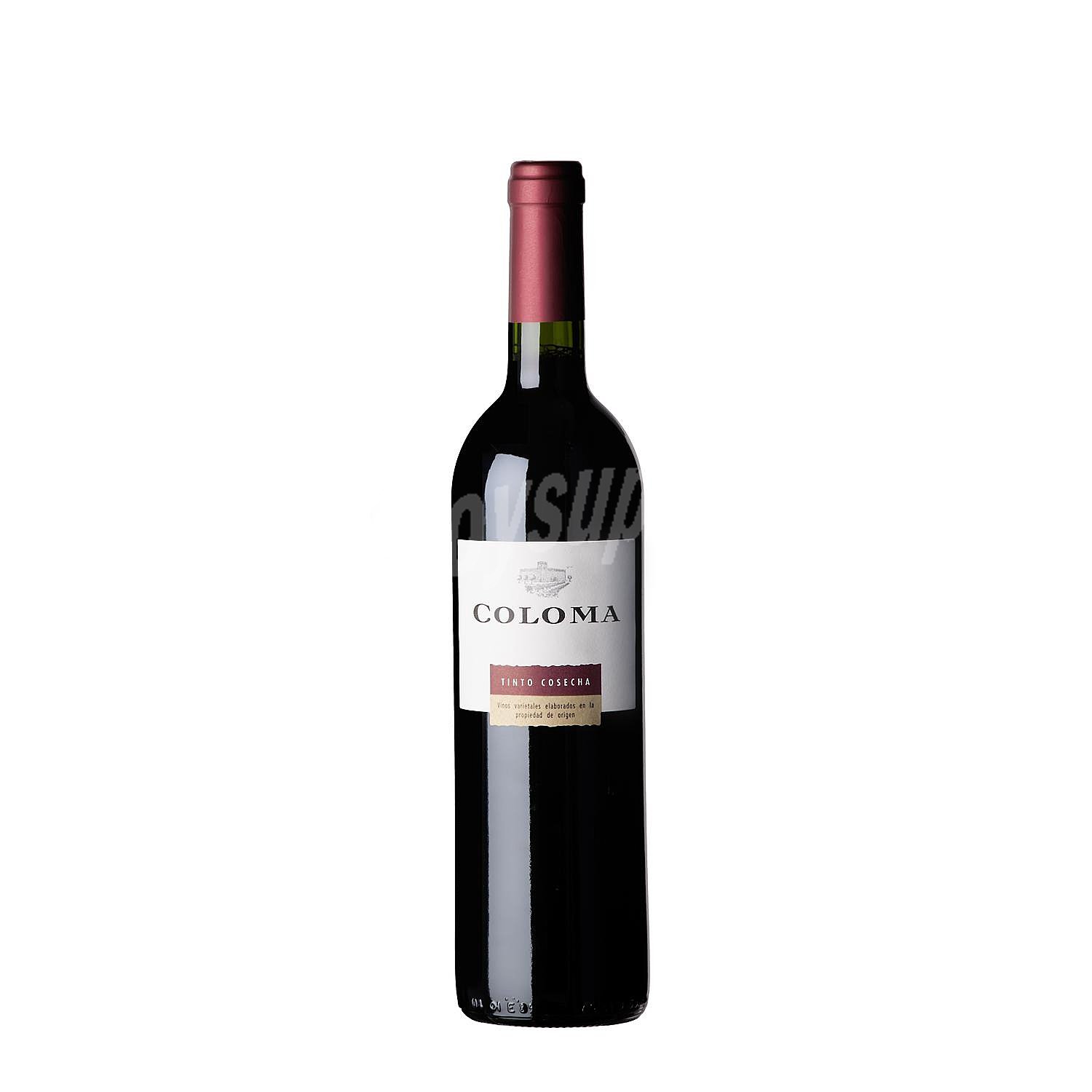 Vino tinto joven variedades tintas Coloma V.T. Extremadura