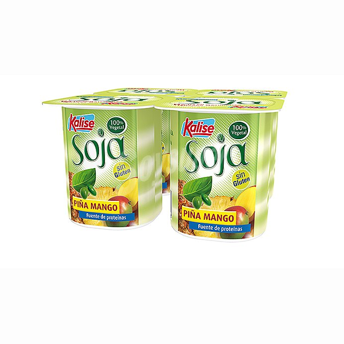 Especialidad vegetal de soja con piña y mango sin gluten