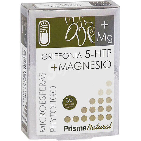 Grifonia 5HTP + Magnesio mejora el estado de ánimo y combate estados leves de ansiedad ápsulas usado en alteraciones del sueño