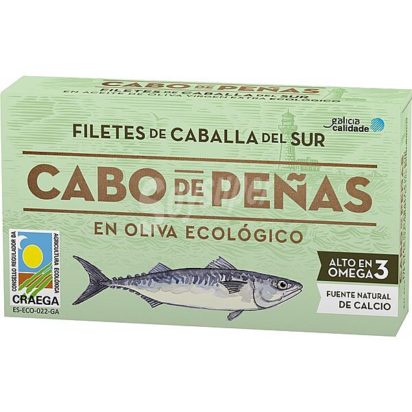 Filetes de caballa del sur en aceite de oliva ecológico