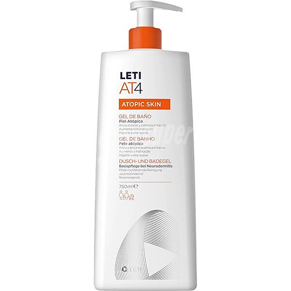 Gel de baño dermograsoso extrasuave para piel atópica, LETIAT4