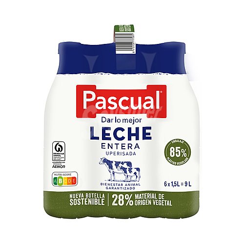 Pascual Leche de vaca entera, de bienestar animal garantizado pascual