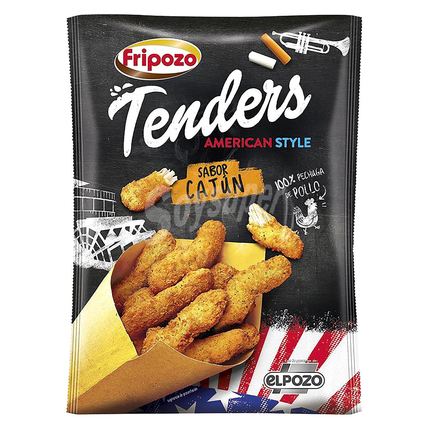 Tenders (tiras de pechuga de pollo empanadas) al estilo cajún