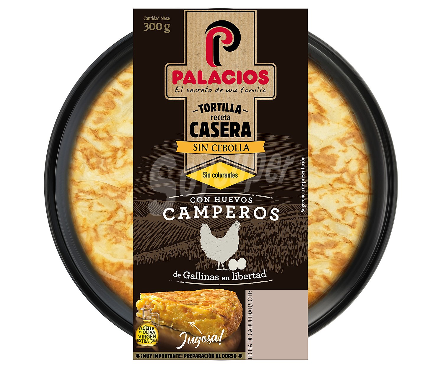 Tortilla fresca receta casera, sin cebolla y con aceite de oliva virgen extra