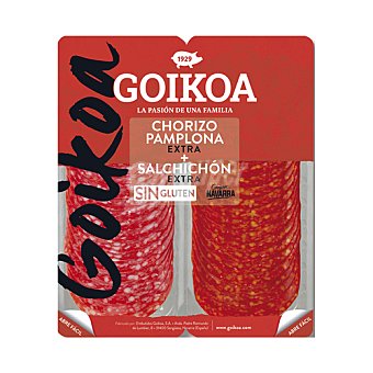 Goikoa Chorizo Pamplona y salchichón extra de origen Navarra, cortados en lonchas goikoa