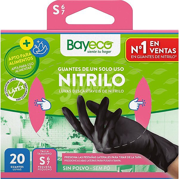 Guantes de nitrilo negros un solo uso talla S