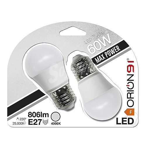 Bombillas Led E27, 7,4W=60W, luz neutra 4000K, 806lm, sevenon