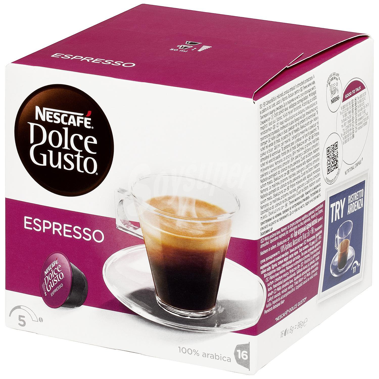 Café espresso en cápsulas Nescafé Dolce Gusto