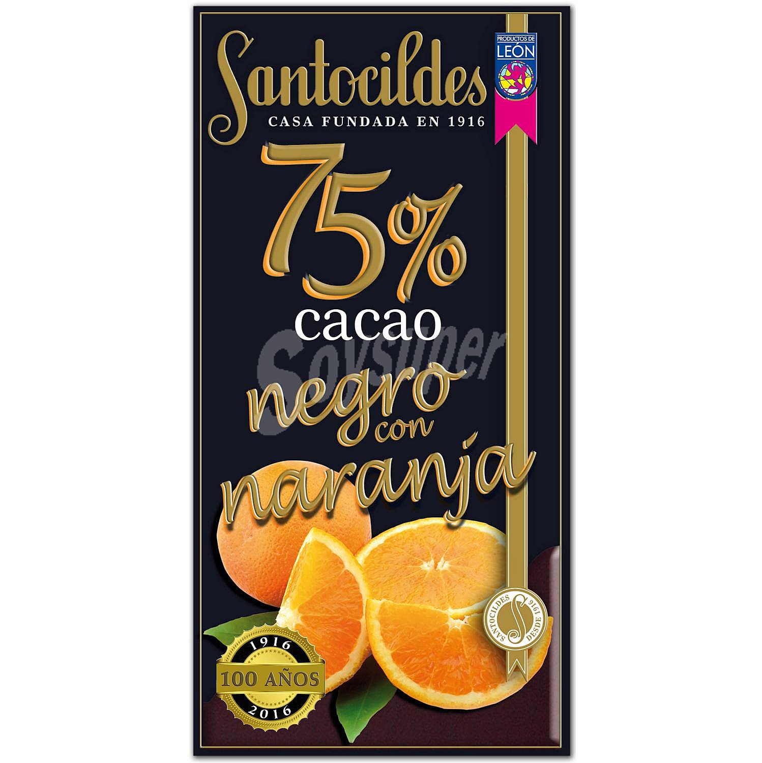 Chocolate negro 75% cacao con naranja