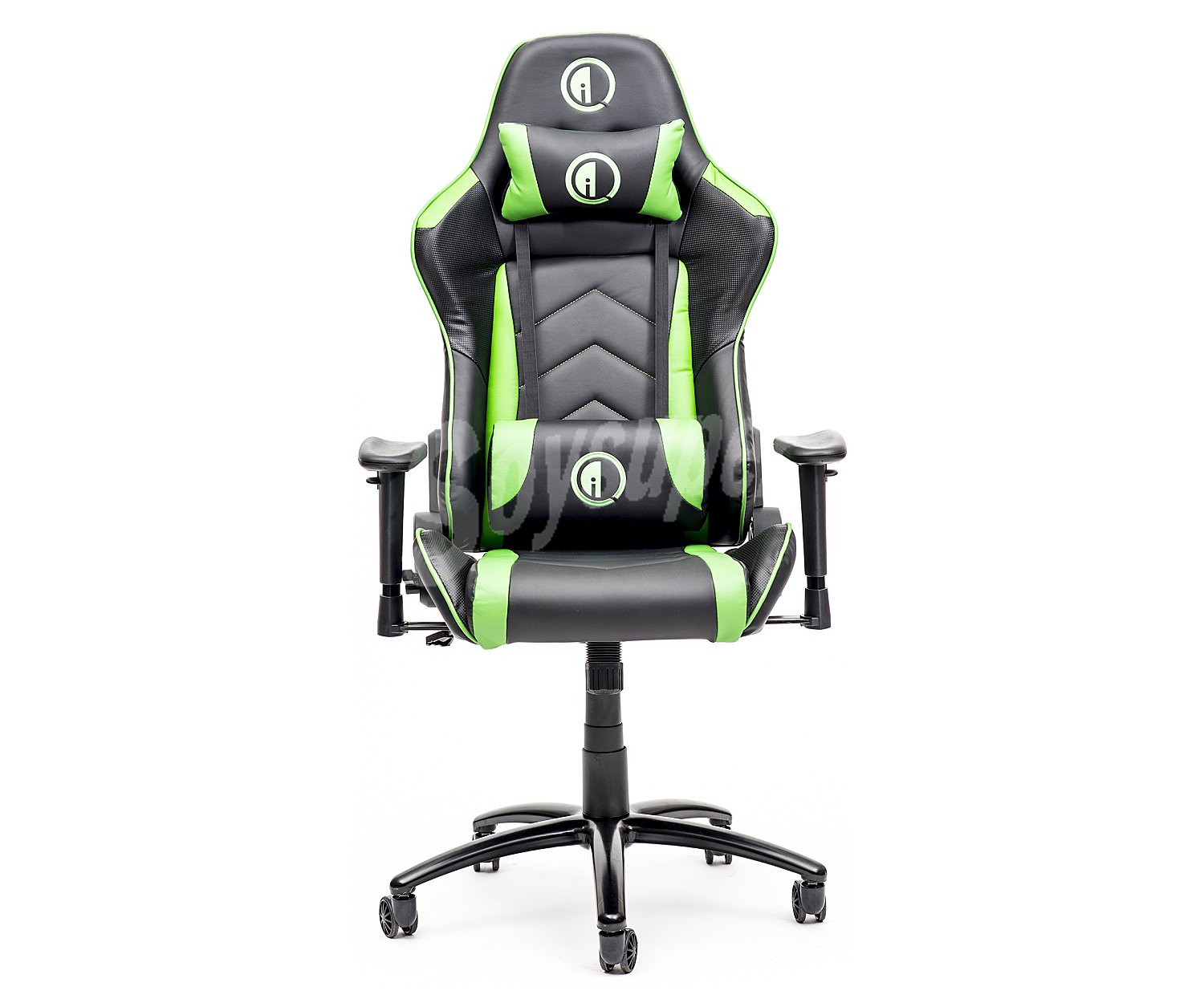 Silla gaming negra, altura 124-134cm, reposabrazos ajustable, cojín lumbar y cervical cs200