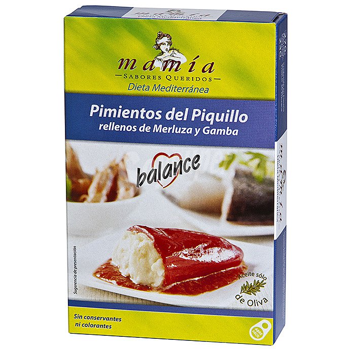 Pimientos de piquillo rellenos de merluza con gambas