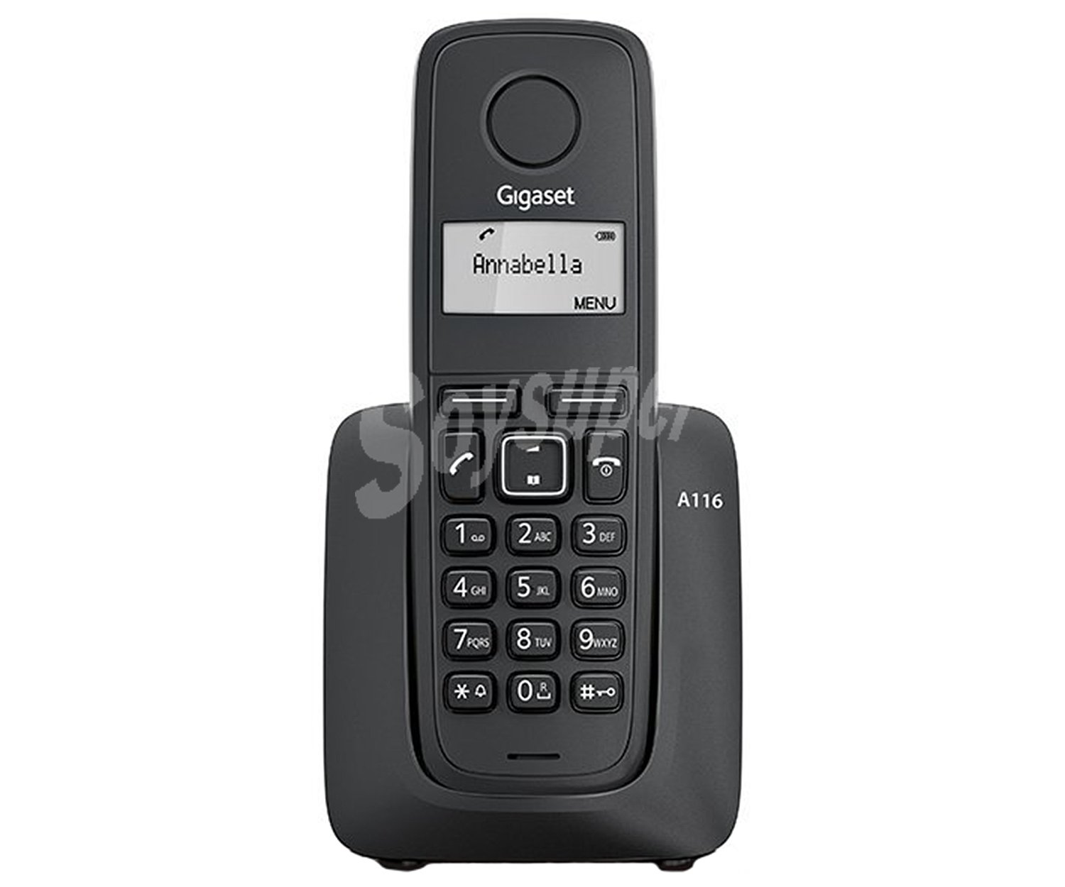 Teléfono inalámbrico Dect A116 negro, identificador de llamadas, agenda para 50 números, lista de las últimas llamadas perdidas negro, identificador de llamadas, agenda para 50 números, lista de las últimas llamadas perdidas