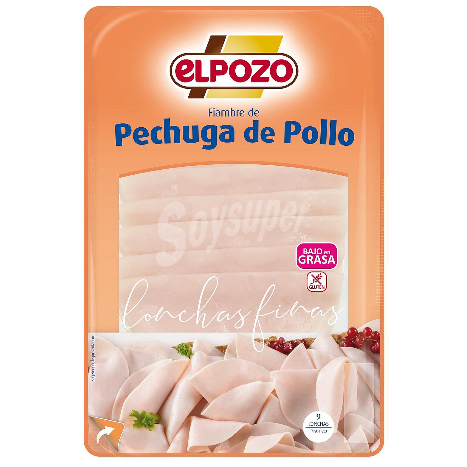 Fiambre de pechuga de pollo bajo en grasa en lonchas finas sin gluten