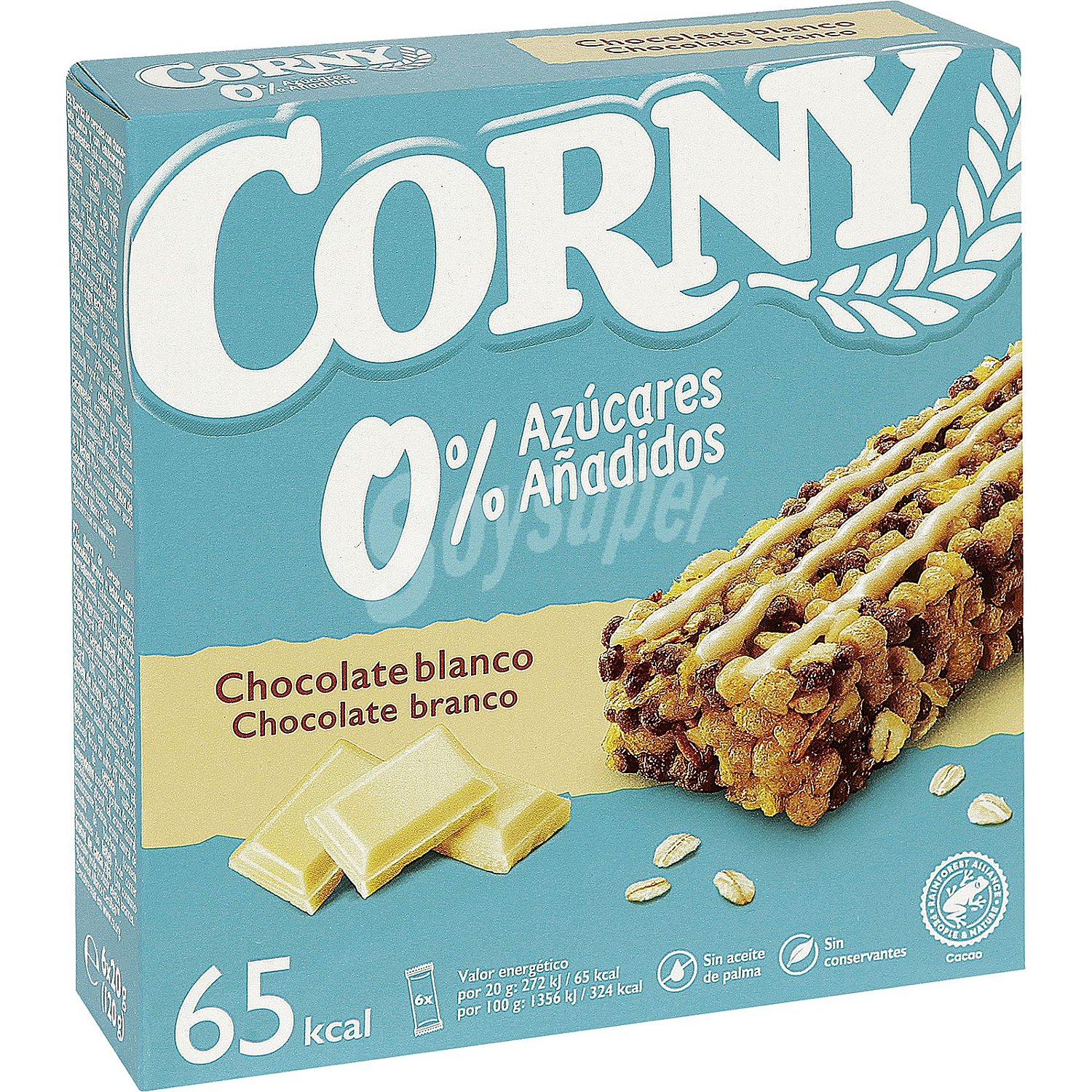 Barritas de cereales 0 % azúcares añadidos con chocolate blanco